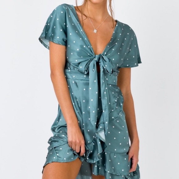 Princess Polly Dresses & Skirts - Princess Polly | Amalie Mini Polka Dot Dress Sage